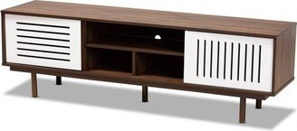 Meike Two-Tone Wood TV Stand for TVs up to 70 Walnut/White