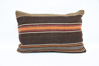 Home Decor Pillow, Kilim Pillow Cover, Throw Covers, Brown Case, Striped Cushion Moroccan 1703