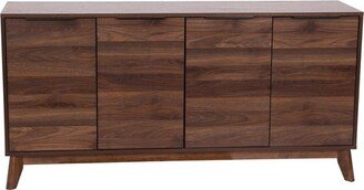 Emma and Oliver Dark Walnut Mid-Century Modern Buffet/TV Stand with Soft Close Doors & Shelving