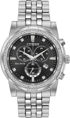 Men's Citizen Eco-Drive® Corso Crystal Accent Chronograph Watch with Black Dial (Model: At2450-58E)