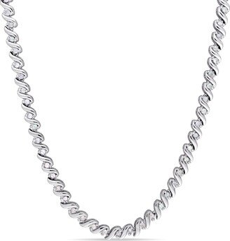 Mimi & Max 1 CT TW Diamond Tennis Necklace in Sterling Silver