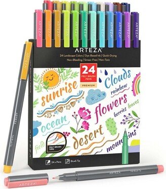 Arteza Set of Felt Brush Tip Pens, Landscape Colors - 24 Pack