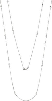 Suzy Levian 14k White Gold 6/10 CTTW Bezel Diamond Station Necklace (36 inch)