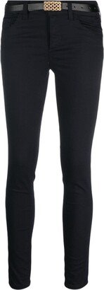 Detachable-Belt Cropped Skinny Jeans