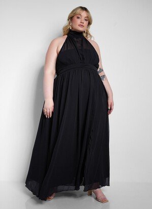 Rebdolls Plus Size Elise Chiffon Halter Maxi A Line Dress W. Slit