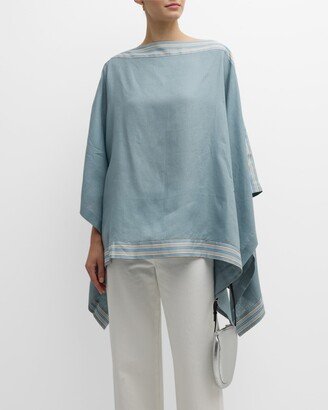 The Suitcase Stripe Short Linen Poncho