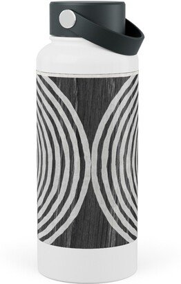 Photo Water Bottles: Boho Tribal Woodcut Geometric Shapes Stainless Steel Wide Mouth Water Bottle, 30Oz, Wide Mouth, Black