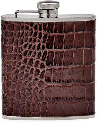 Crocodile-Embossed Leather Stainless Steel Flask