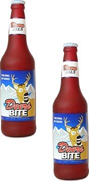 Silly Squeaker Beer Bottle Deers Bite, 2-Pack Dog Toys