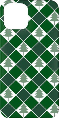 Custom Iphone Cases: Christmas Tree Checkers - Green Phone Case, Silicone Liner Case, Matte, Iphone 11, Green