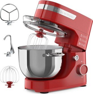 Whall Kinfai Electric Kitchen Stand Mixer Machine with 5.5 Quart Bowl for Cake and Bread Making, Egg Beating, Baking, Dough, Cooking - Red