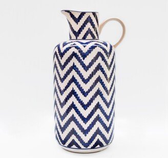 ClayBarn Blue Garden Ceramic 12 Chevron Pitcher