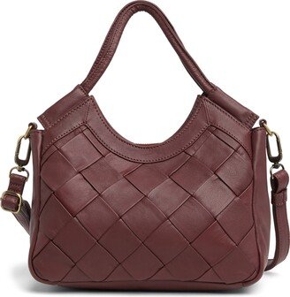 Small Basket Weave Leather Satchel Bag