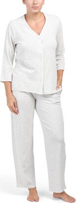 TJMAXX Contrast Trim Button Front Pajama Set For Women