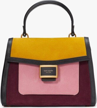 Katy Colorblocked Suede Medium Top-Handle Bag