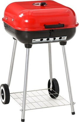 18 Portable Charcoal Grill with Wheels Bottom Shelf Adjustable Vents for Picnic Camping Backyard Cooking