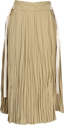 Pleated Wrap Midi Skirt