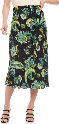 Floral Paisley Bias Cut Midi Skirt