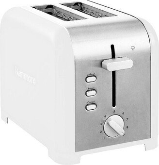 2-Slice White Stainless Steel Toaster, Wide Slot, Bagel/Defrost