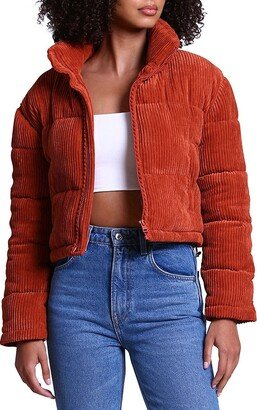 Relaxed Fit Corduroy Cropped Puffer Jacket