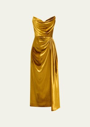 Shiny Velvet Strapless Cocktail Dress