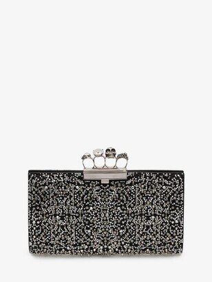 Women's Jewelled Flat Pouch In Black-AA