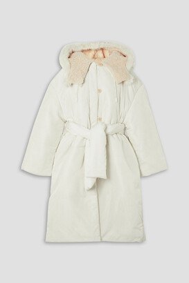 Oversized faux shearling-trimmed padded shell jacket