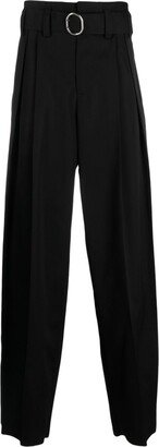 Pleated Belted Wide-Leg Trousers-AA