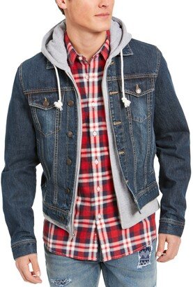 Men's Reeves Trucker Hooded Denim Jacket, Created for Macy's