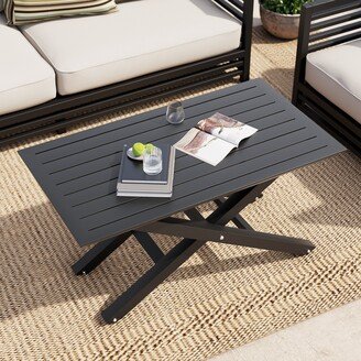 Crestlive Products Coffee Table Black Aluminum Adjustable Height for Indoor & Outdoor Dining - See Picture