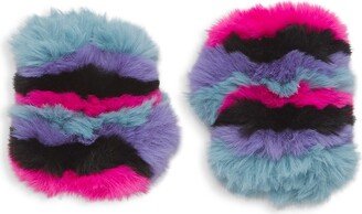 Striped Faux Fur Mittens