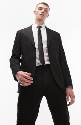 Skinny Fit Textured One-Button Suit Jacket