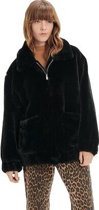 Kianna Faux Fur Jacket (Black) Women's Coat