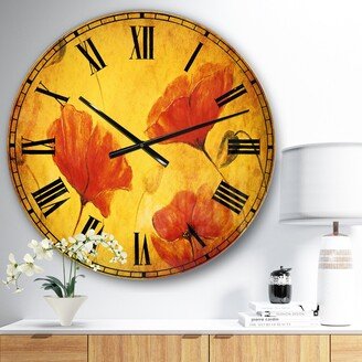 Designart 'Red Poppy Flower' Floral Wall CLock