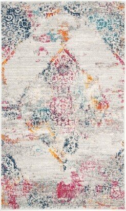 Madison MAD157 Power Loomed Area Rug - Light Grey/Fuchsia - 4'x6'