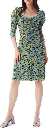 Dacey Knee Length Dress in Nectarine Medium Sky Blue