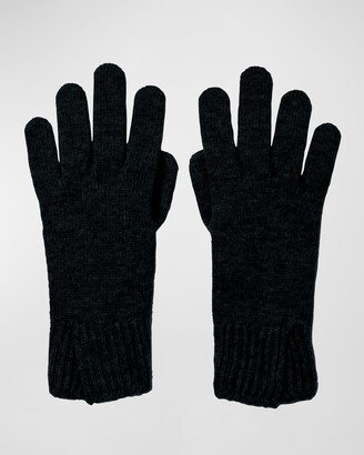 Black Split Cuff Cashmere Gloves