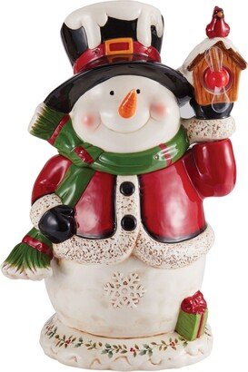 Winterberry Pfaltzgraff Snowman with Led Cookie Jar