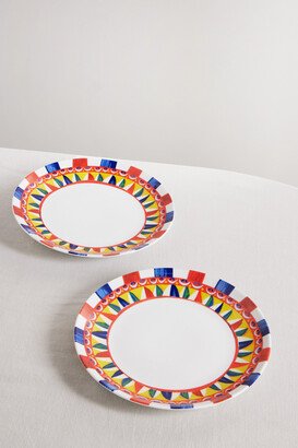 Set Of Two Painted Porcelain Dinner Plates - Multi