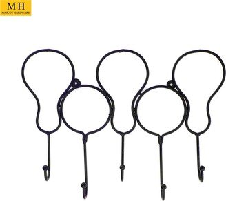 Balloon Shaped 15.5 in. Length Black Hook Rail With 5 Hooks