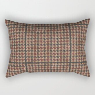 Vintage Brown Houndstooth Tweed Rectangular Pillow