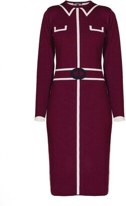 Rumour London Claire Knitted Jacquard Dress In Mulberry