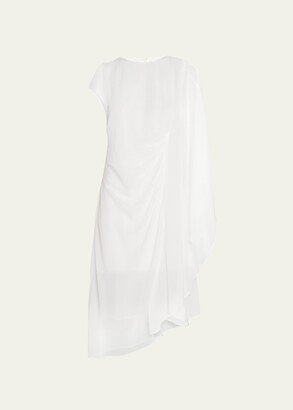 Sheila Asymmetric Cape-Sleeve Dress-AA