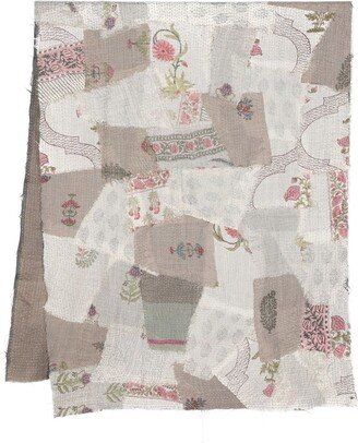 Patchwork Floral-Print Cashmere Scarf