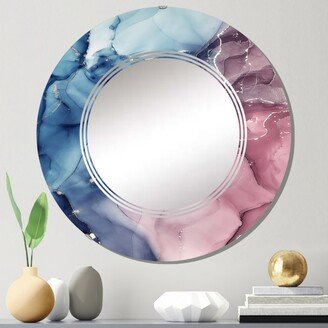 Designart 'Translucent Red And Blue Ink Art II' Printed Modern Wall Mirror