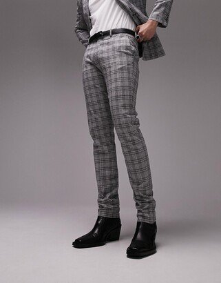 skinny plaid suit pants in gray