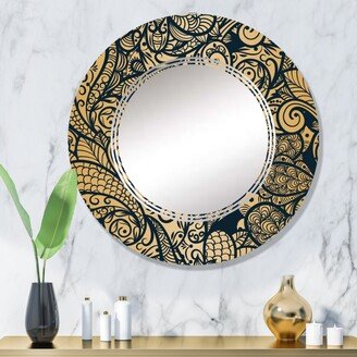 Designart 'Yellow Paisley On Black' Printed Patterned Wall Mirror