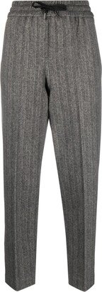 Herringbone-Pattern Drawstring Trousers