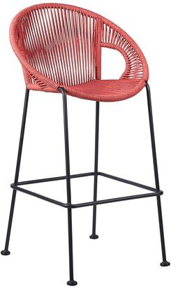 Acapulco 30In Indoor Outdoor Steel Bar Stool With Brick Red Rope