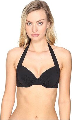 Pearl Underwire Halter Bikini Top (Black) Women's Bra